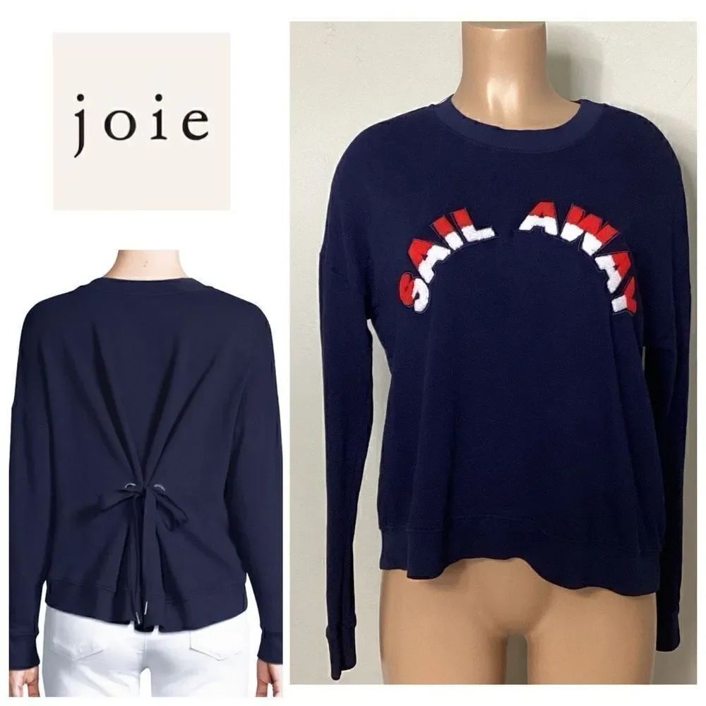 New. JOIE Cropped sweatshirt with a textured "sail away" slogan. Retails $228